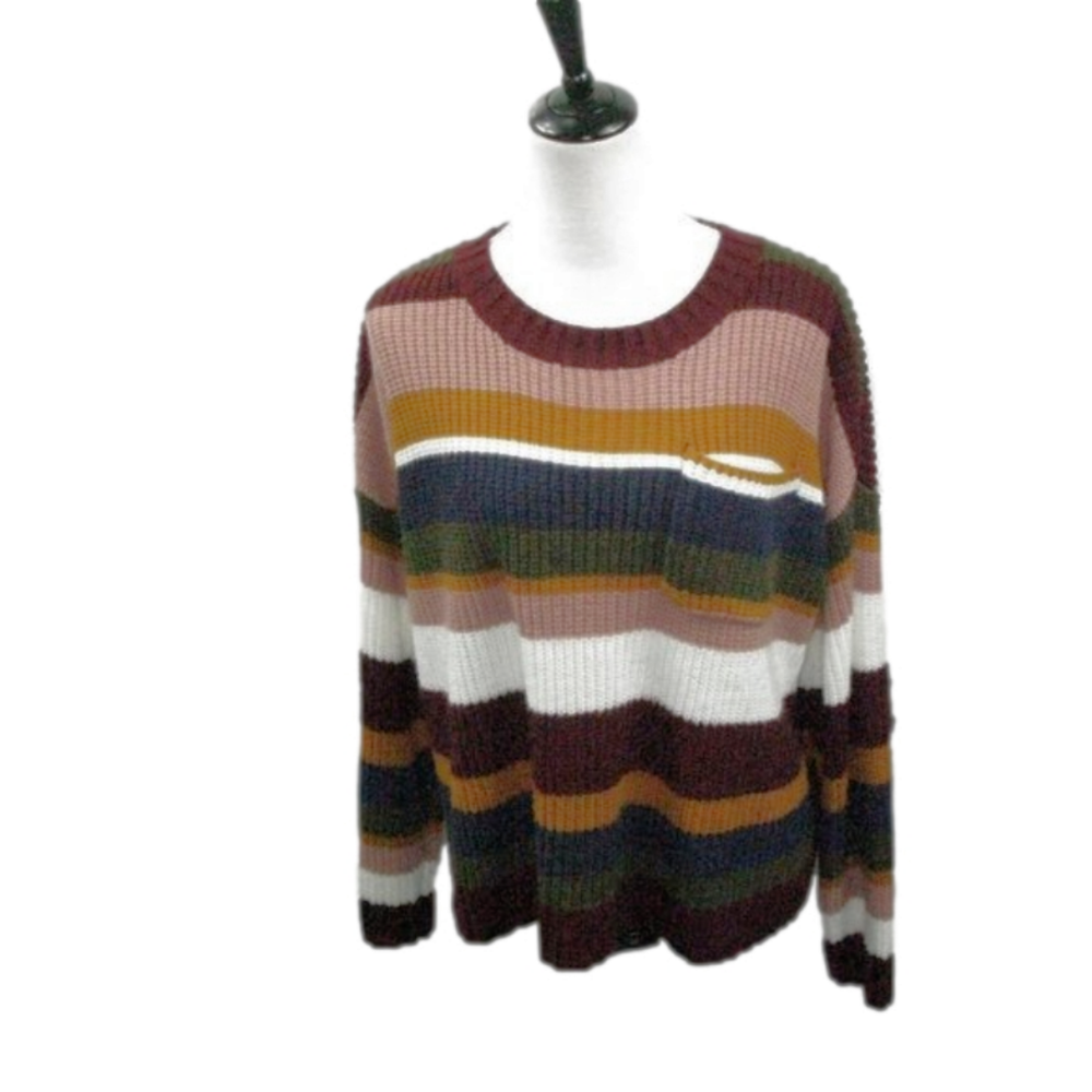 Arizona Jean Company Colorful Striped Crew Neck Sweater Size XL
